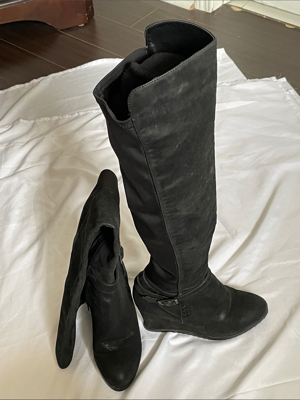 Women's Black Over-the-Knee Stretch Boot with Side Zip